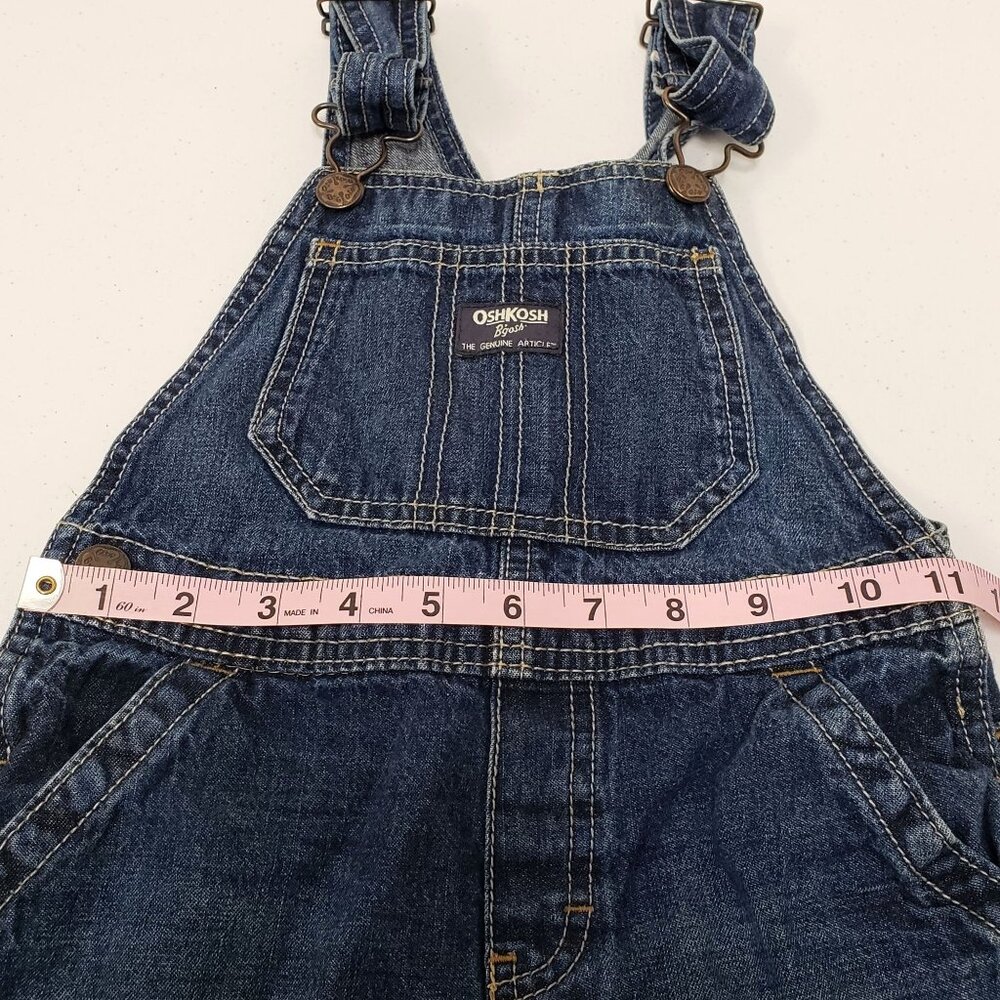 Oshkosh Boys Blue Denim Vestbak Shortalls Carpenter Size 4T - Picture 8 of 10